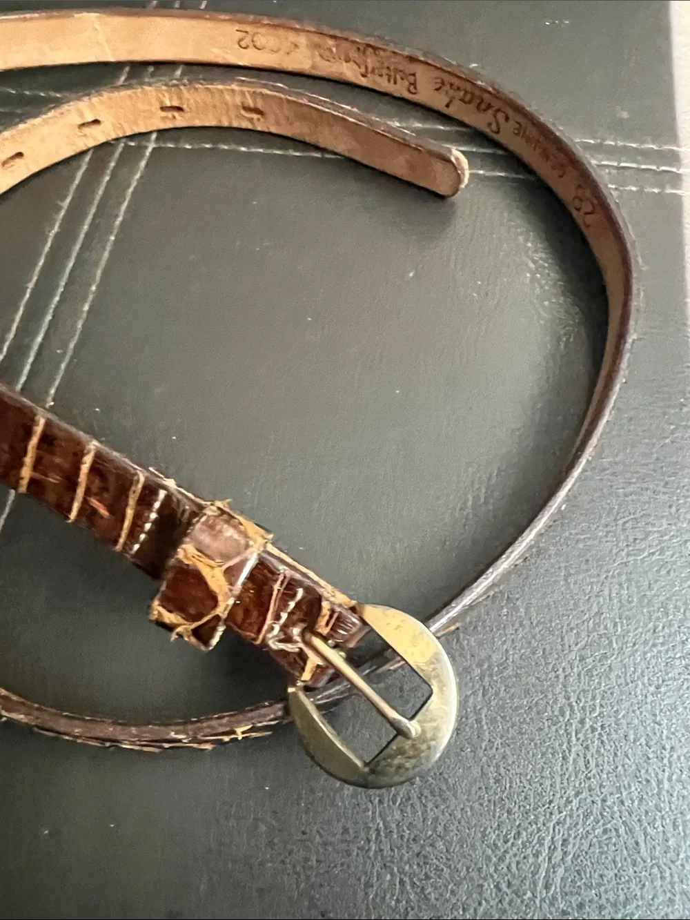 Vintage 1980s Speyer Snakeskin Slim Leather Belt in Brown Size 28